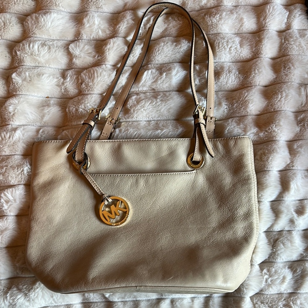 Michael Kors Cream Structured Leather Tote